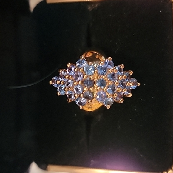 Tanzanite sterling silver gold overlay ring - Picture 1 of 4